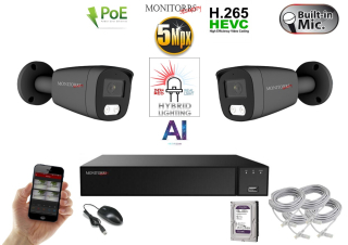 Monitorrs Security AI hybrid Light IP 2 kamerový set 5 Mpix Gtube (6144K2)